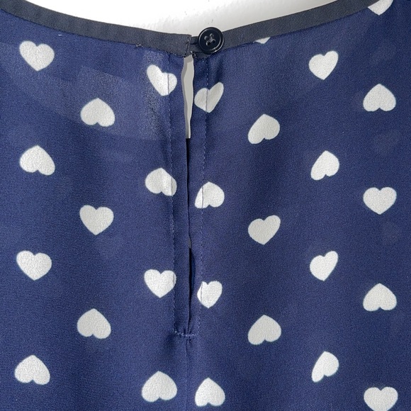 Loft Sleeveless Navy Blouse with White Hearts Medium - Picture 5 of 6